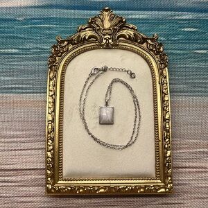 M222 Faceted Moonstone High Grade Fire Square S925 Sterling Silver Necklace